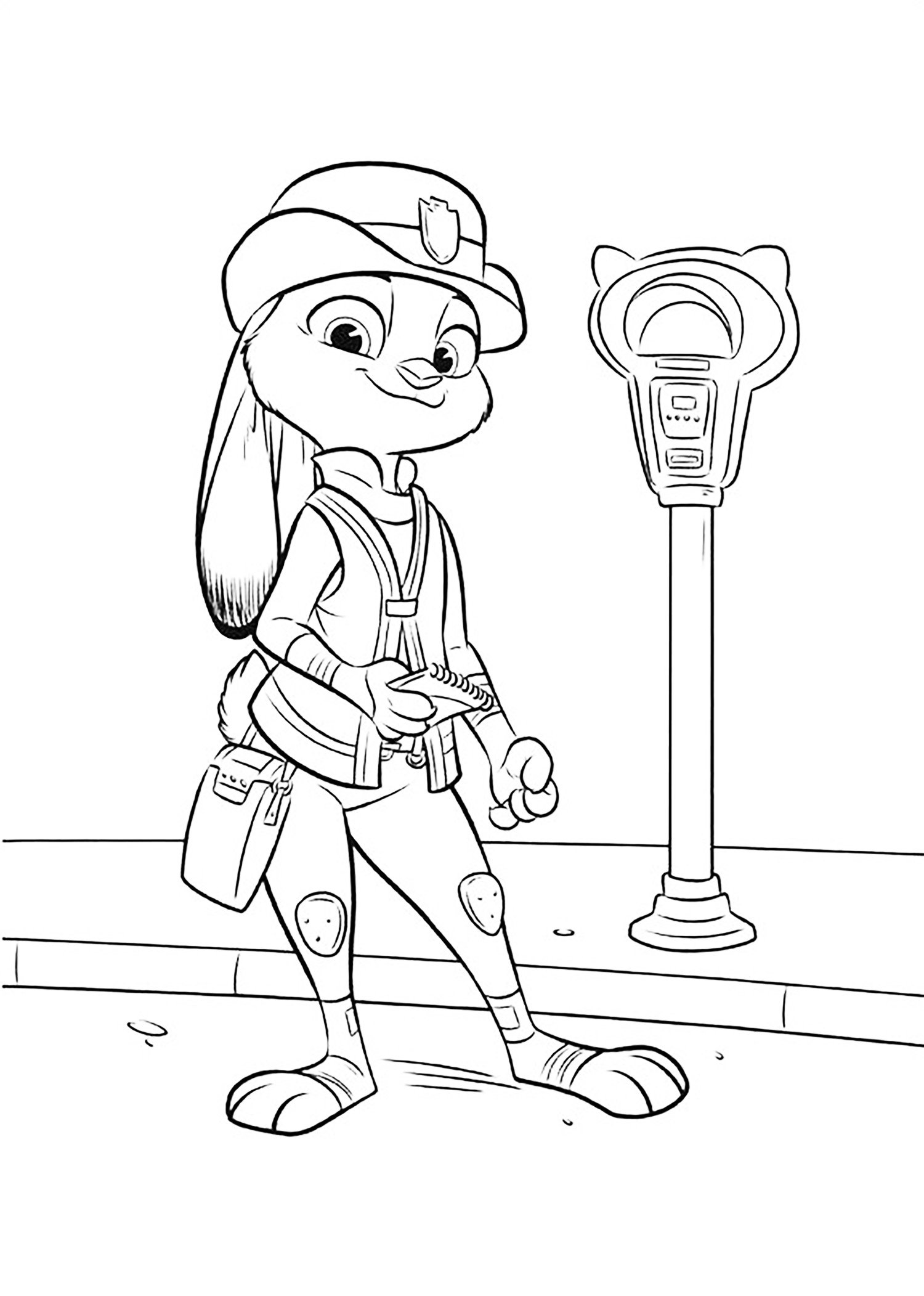 Zootopia coloring page to download : Lt. Judy Hopps : First Bunny on the force !