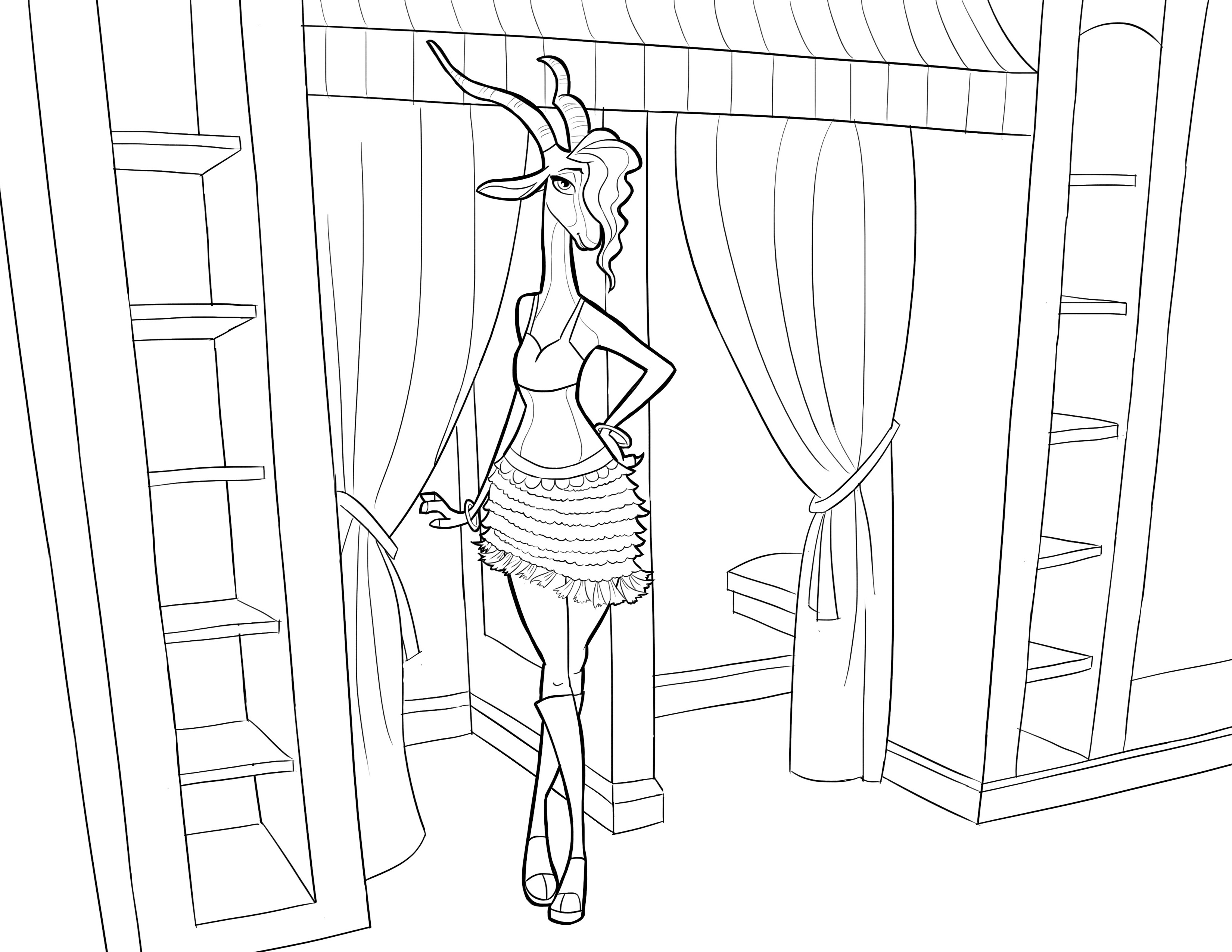 Free Zootopia coloring page to download : the Beautiful Gazelle