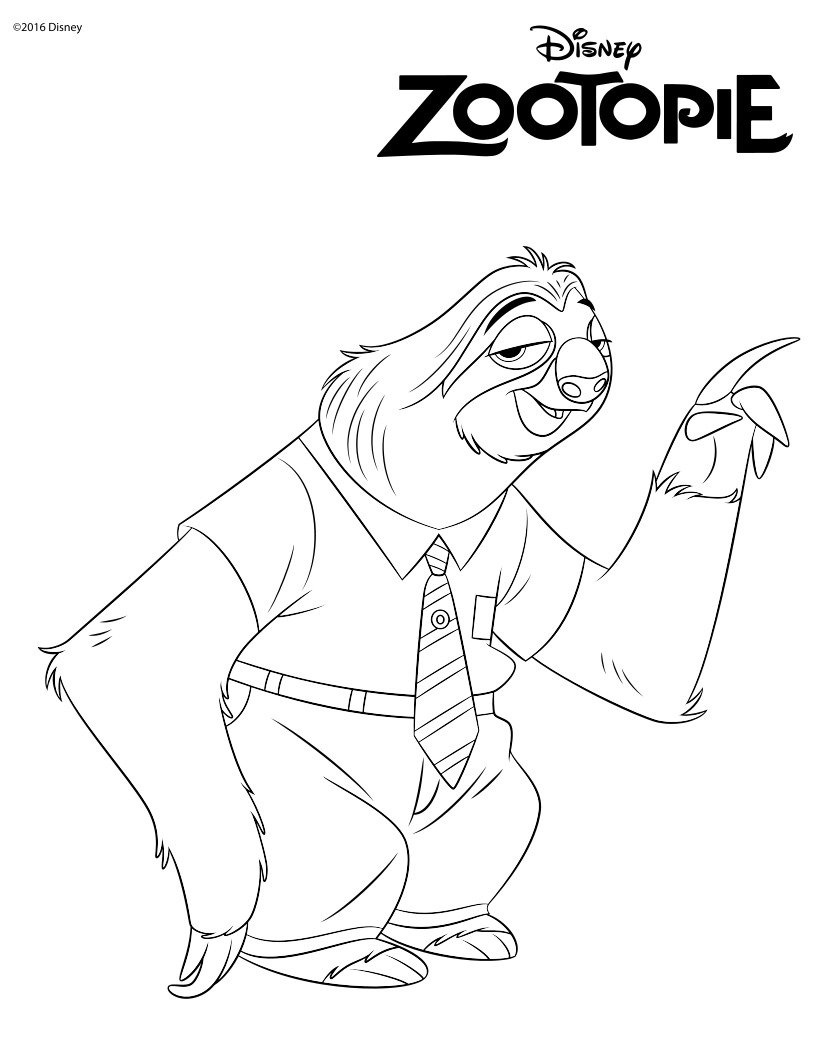 Free Zootopia coloring page to download : Flash Slothmore