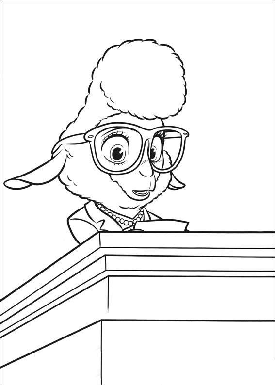 Free Zootopia coloring page to print and color : Assistant Mayor Bellwether