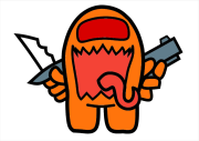 Werk von Anonym nach Among Us character with gun and knife
