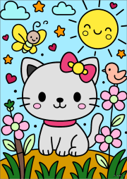 匿名 根据《Cat sitting with a bow on its head》创作