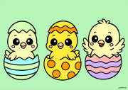 Kawaii chicks emerging from their eggs をぬった 匿名 さんの作品