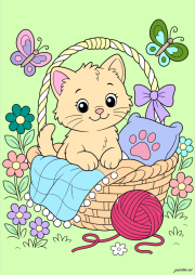 Creation by Anonymous from Kitten in a wicker basket