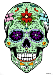 Creazione di Anonimo da Crâne Day of the Dead - motifs floraux simples