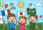 匿名 根据《Children proudly carrying flags》创作