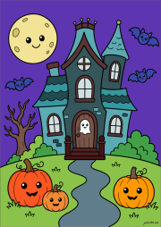 匿名 根据《Haunted house and smiling pumpkins》创作