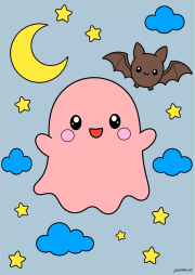 Creazione di Anonimo da Little ghost flying next to a bat