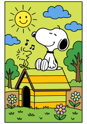匿名 根据《Snoopy on his doghouse with his friend Woodstock》创作