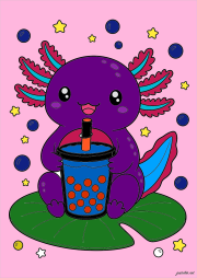 Werk von Anonym nach Axolotl drinking a Bubble Tea