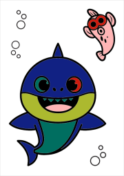 Baby Shark and a fish friend, with bubbles をぬった 匿名 さんの作品