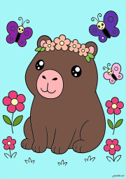 Werk von Anonym nach Capybara sitting with butterflies around