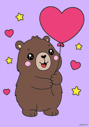 Werk von Anonym nach Capybara style Kawaii holding a heart-shaped balloon