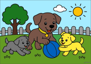 匿名 根据《Joyful puppies playing outdoors》创作