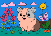 Werk von Anonym nach Guinea pig in the garden