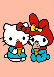 Creation by Anonymous from Hello Kitty and My Melody enjoying ice cream