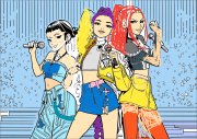 匿名 根据《Energetic performance by the three Huntrx singers》创作