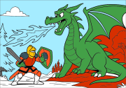 A brave knight facing a dragon をぬった 匿名 さんの作品