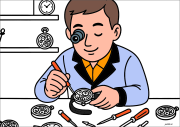 Creation by Anonymous from Watchmaker repairing a watch with a magnifying glass