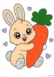 Cute rabbit hugging a carrot をぬった 匿名 さんの作品