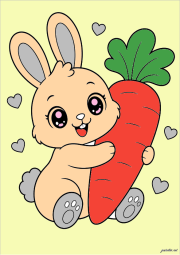 Werk von Anonym nach Cute rabbit hugging a carrot