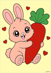 匿名 根据《Cute rabbit hugging a carrot》创作