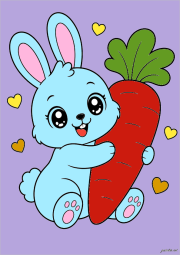 Werk von Anonym nach Cute rabbit hugging a carrot