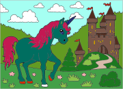 Unicorn coloring page for kids をぬった Seerat Fatima さんの作品