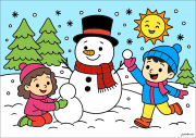 匿名 根据《Snowman surrounded by children》创作
