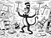 Ausmalbilder von Die Katze im Hut zum Ausdrucken und Ausmalen für Kinder