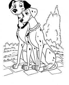 Pongo und Perdita die Eltern der vielen Dalmatiner im Film (Ausmalbild von 101 Dalmatiner)