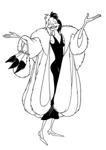 Einfaches Ausmalbild von Cruella (Ausmalbild von 101 Dalmatiner)