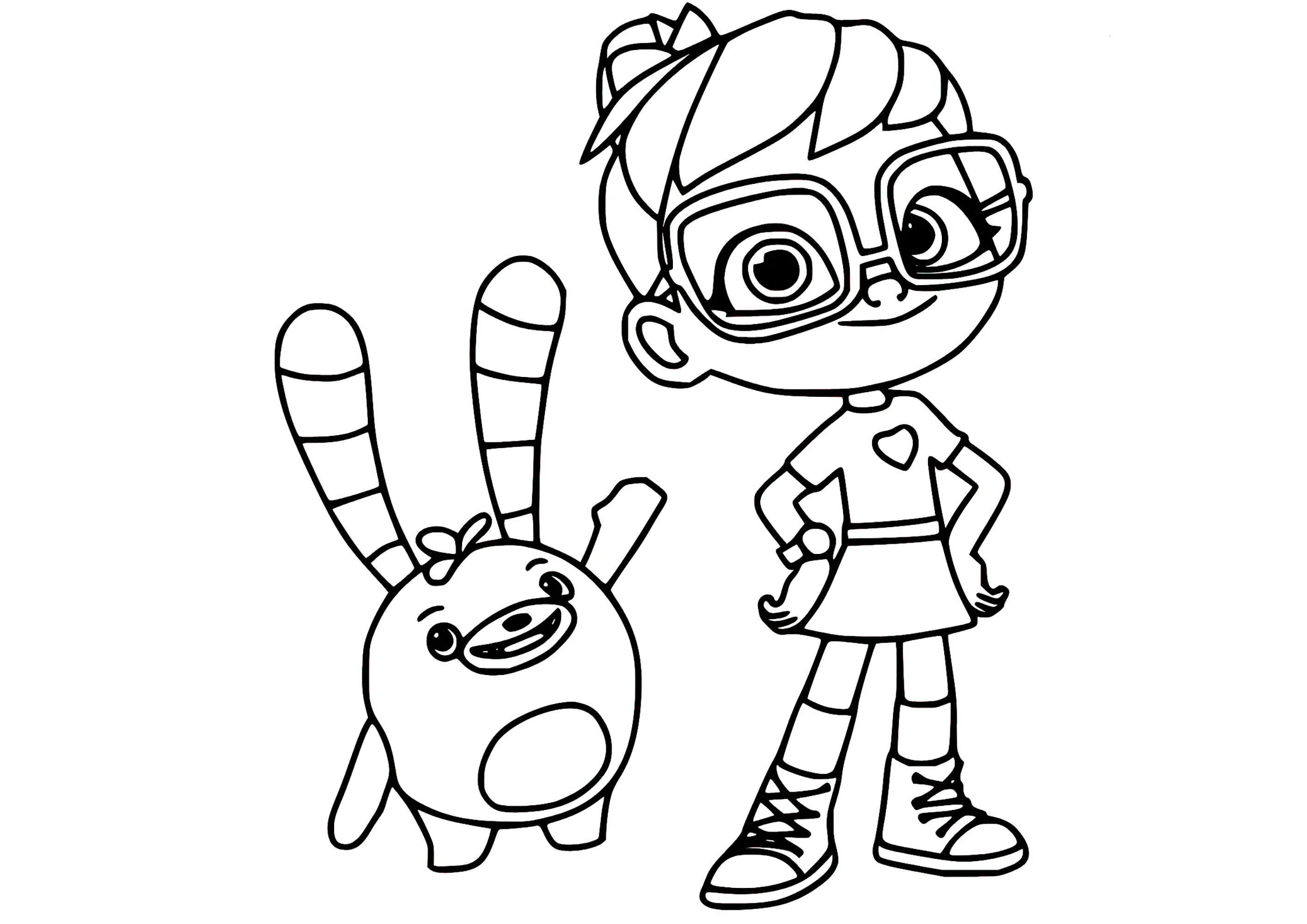 Abby und Bozzly (Ausmalbild von Abby Hatcher zum Ausdrucken und Ausmalen für Kinder)