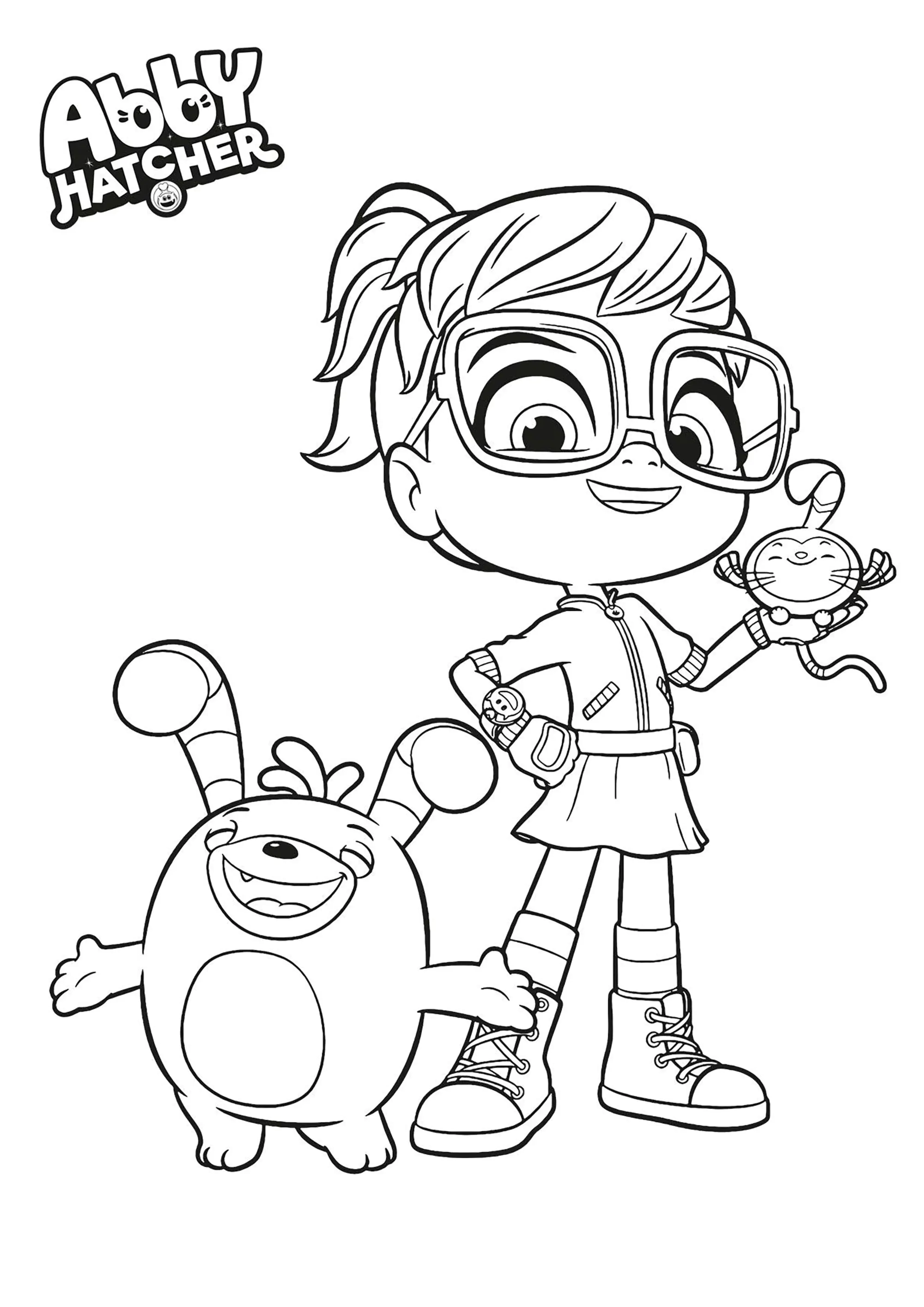 Abby, Bozzly und Terry (Ausmalbild von Abby Hatcher zum Ausdrucken und Ausmalen für Kinder)