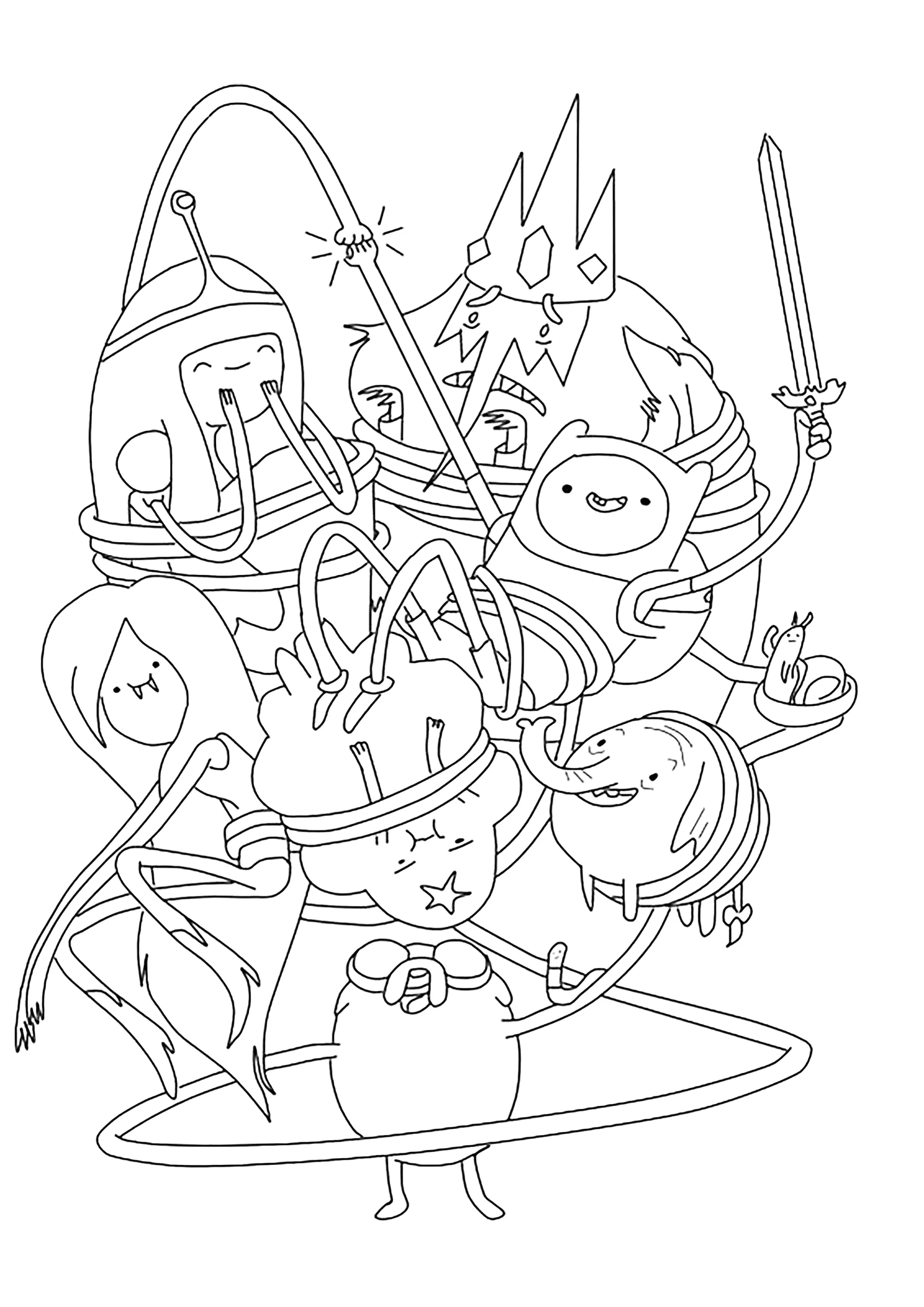 Figuren aus Adventure Time (Ausmalbild zum Ausdrucken und Ausmalen für Kinder)