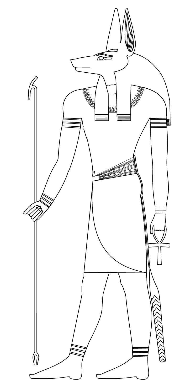 Anubis-Ausmalbild (Ausmalbild von Aegypten zum Ausdrucken und Ausmalen für Kinder)