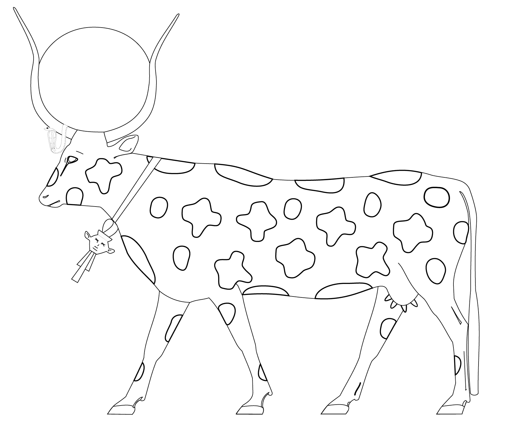 Hathor-als-eine-Kuh (Ausmalbild von Aegypten zum Ausdrucken und Ausmalen für Kinder)