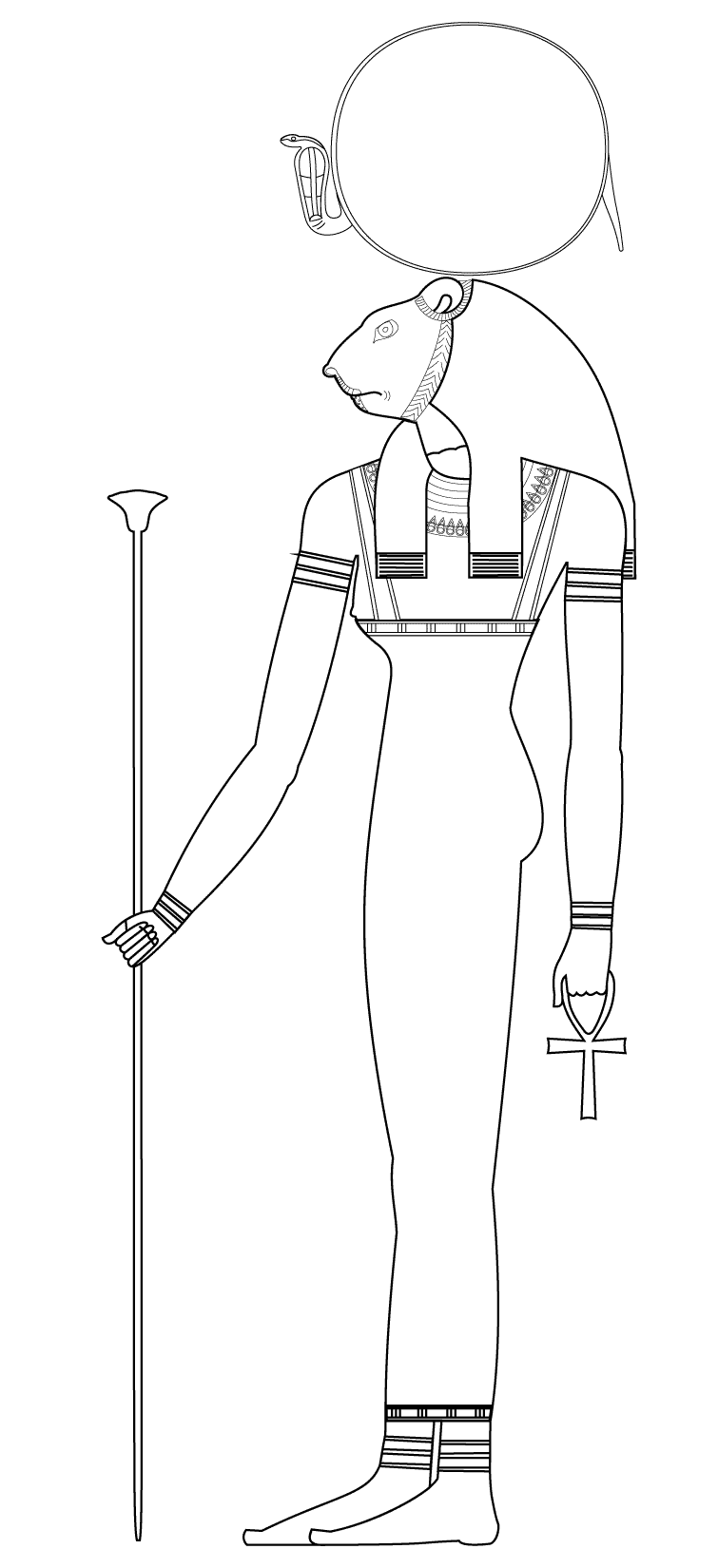 Sekhmet bleibt in beiden Sprachen gleich, da es sich um einen Eigennamen handelt, speziell den einer ägyptischen Göttin. Es gibt keinen entsprechenden Filmtitel in der Zielsprache. (Ausmalbild von Aegypten zum Ausdrucken und Ausmalen für Kinder)