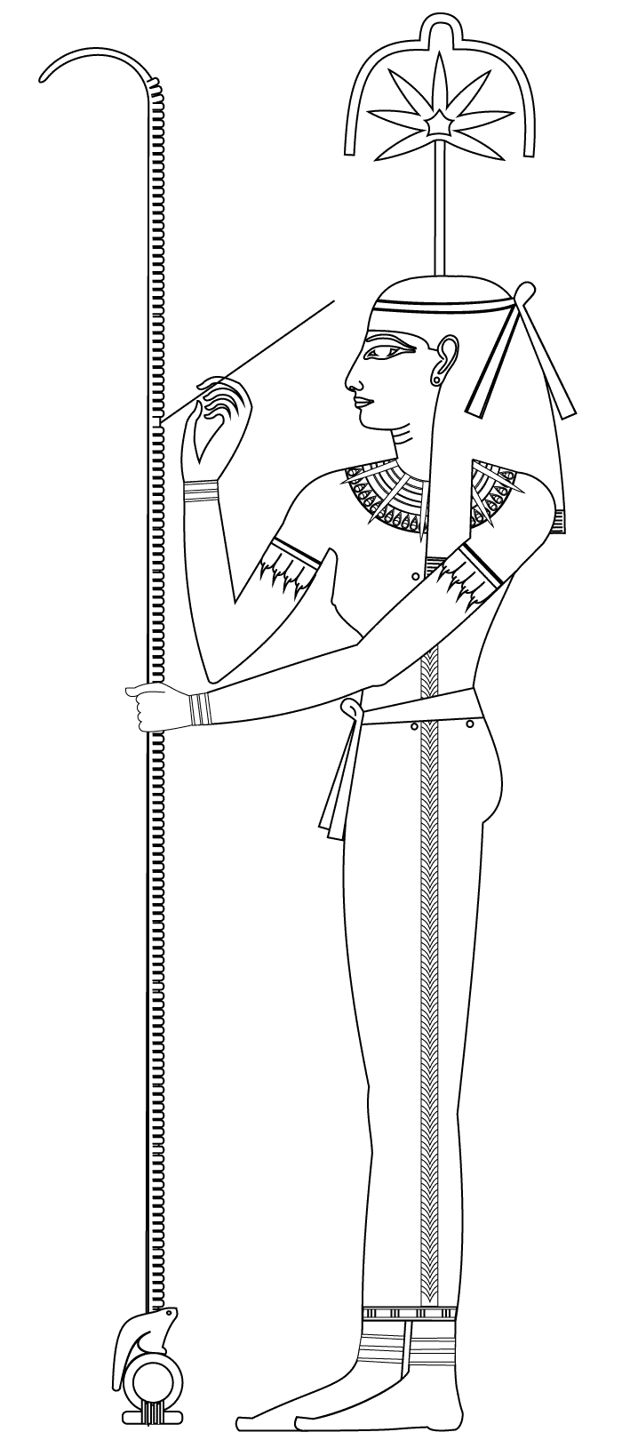 Seshat, Göttin der Schrift und Weisheit (Ausmalbild von Aegypten zum Ausdrucken und Ausmalen für Kinder)