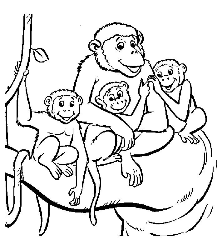 Ausmalbilder von einem Affen zum Ausmalen für Kinder