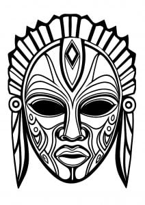 Afrikanische Maske (Ausmalbild von Afrika)