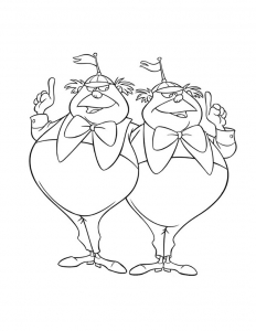 Tweedledee und Tweedledum! (Ausmalbild von Alice im Wunderland)