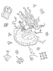 Ausmalbilder von Alice im Wunderland zum Ausdrucken für Kinder (Ausmalbild)