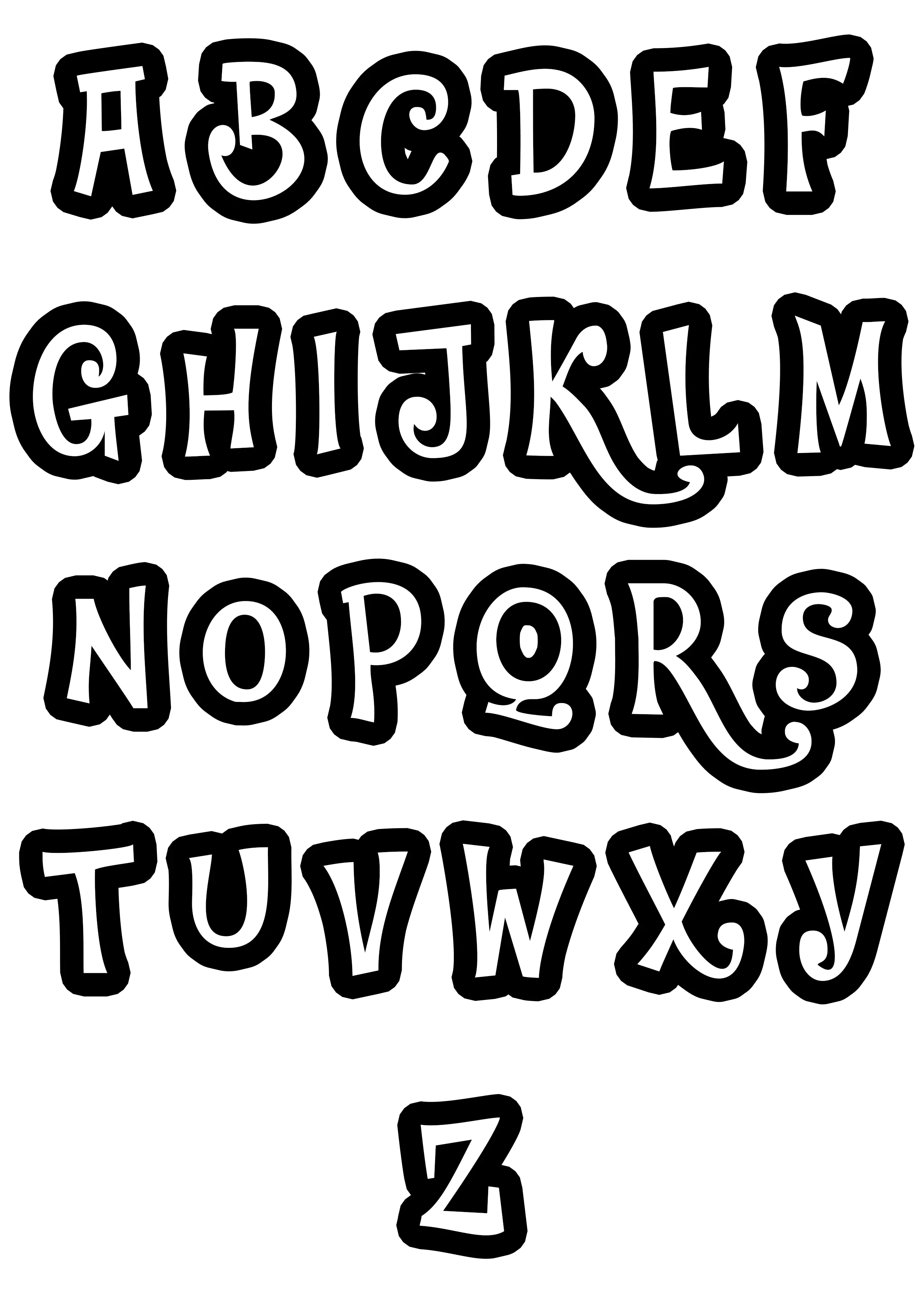 Malvorlage für Kinder mit Alphabet kostenlos zum Herunterladen
