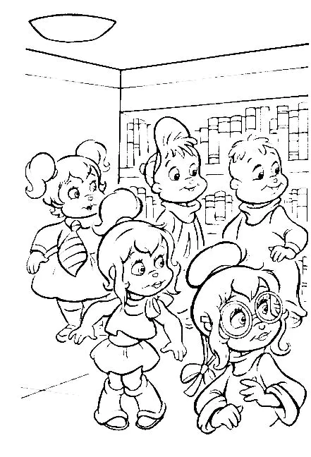Ausmalbilder von Alvin und die Chipmunks und die Chipmunks zum kostenlosen Ausdrucken (Ausmalbild zum Ausdrucken und Ausmalen für Kinder)