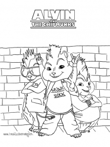Ausmalbilder von Alvin und die Chipmunks und die Chipmunks zum Herunterladen (Ausmalbild)