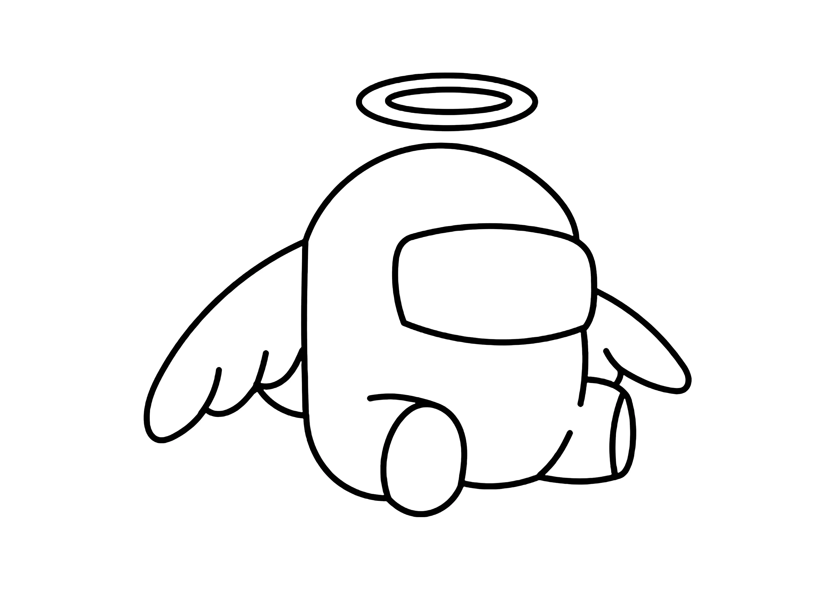 Kleiner Engel (Ausmalbild von Among Us zum Ausdrucken und Ausmalen für Kinder)