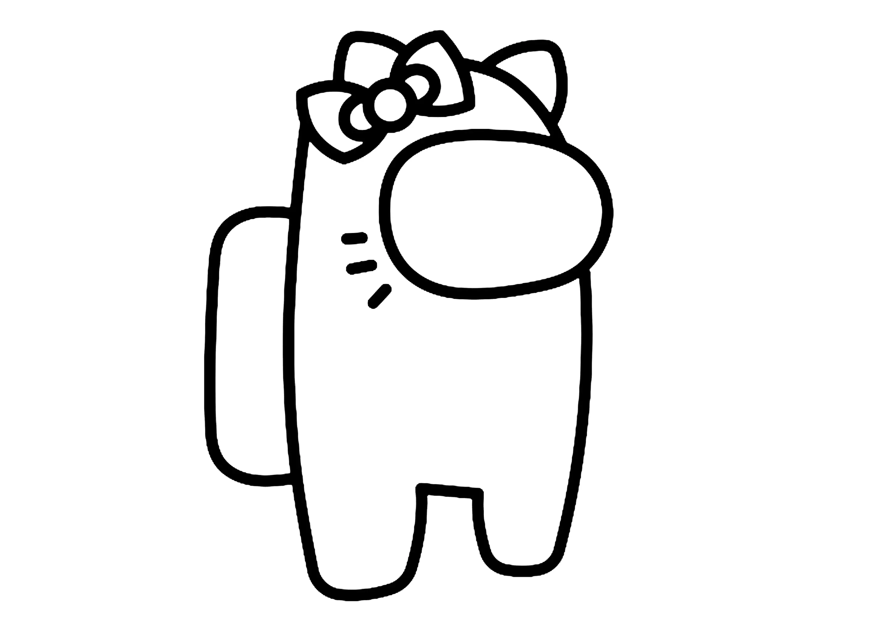 Hello Kitty bei Among Us (Ausmalbild zum Ausdrucken und Ausmalen für Kinder)