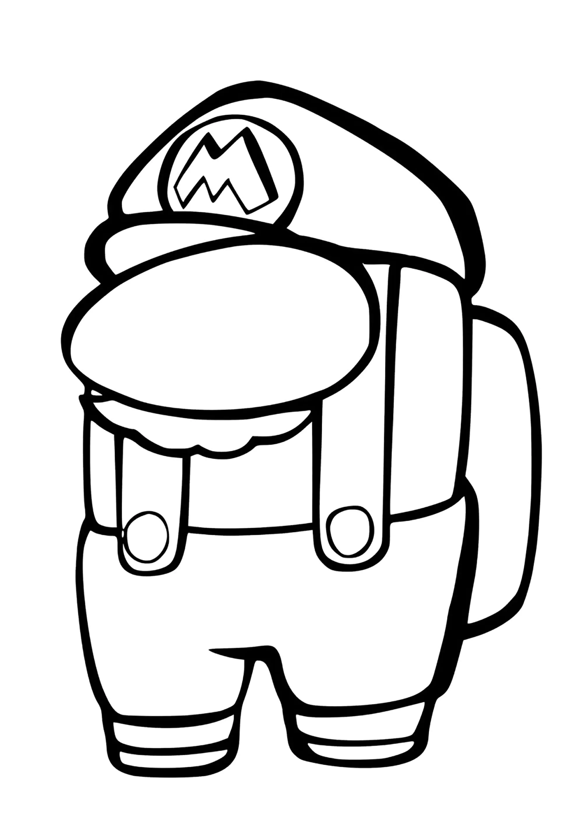 Mario unter uns (Ausmalbild von Among Us zum Ausdrucken und Ausmalen für Kinder)