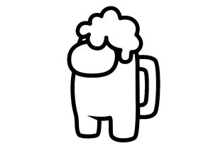 Charakter in Form eines Bierkrugs (Ausmalbild von Among Us)